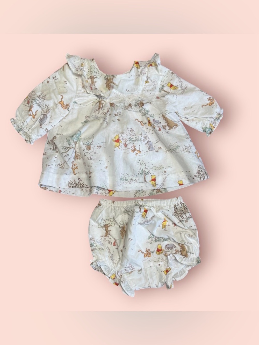 Disney X Janie and Jack Winnie The Pooh Toile Ruffle Matching Set  0-3 months